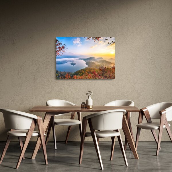 Tablou pe sticlă - Lacul Bled (70x50 cm)