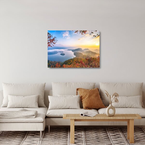 Tablou pe sticlă - Lacul Bled (70x50 cm)