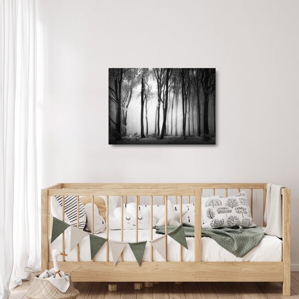 Tablou pe sticlă - Lup în pădurea întunecată (70x50 cm)