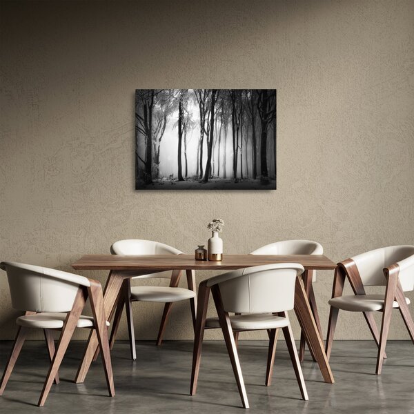 Tablou pe sticlă - Lup în pădurea întunecată (70x50 cm)