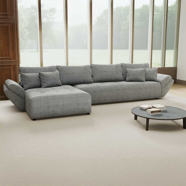 Colțar extensibil dumonde cu ladă de depozitare Berlin XL Cremona Gri 85 350x185 cm