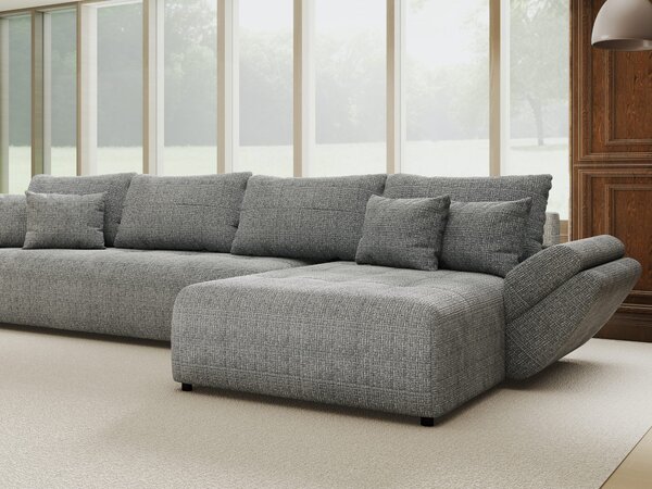 Colțar extensibil dumonde cu ladă de depozitare Berlin XL Cremona Gri 85 II 350x185 cm