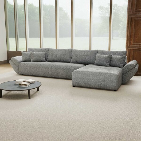 Colțar extensibil dumonde cu ladă de depozitare Berlin XL Cremona Gri 85 II 350x185 cm