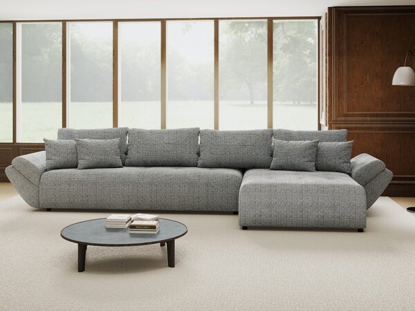 Colțar extensibil dumonde cu ladă de depozitare Berlin XL Cremona Gri 85 II 350x185 cm