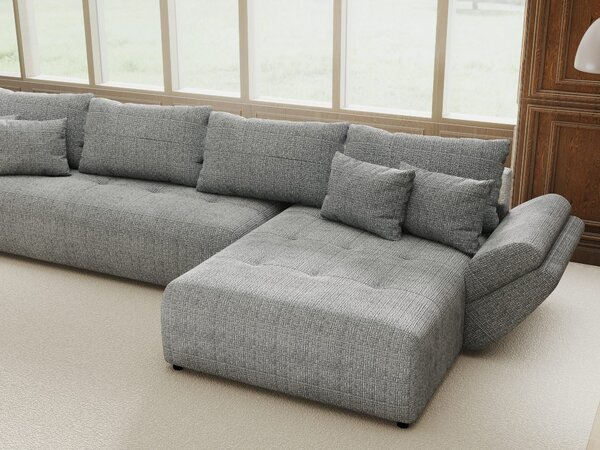 Colțar extensibil dumonde cu ladă de depozitare Berlin XL Cremona Gri 85 II 350x185 cm