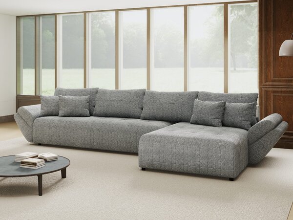 Colțar extensibil dumonde cu ladă de depozitare Berlin XL Cremona Gri 85 II 350x185 cm