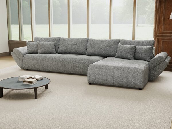 Colțar extensibil dumonde cu ladă de depozitare Berlin XL Cremona Gri 85 II 350x185 cm