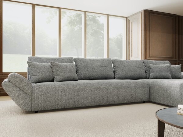 Colțar extensibil dumonde cu ladă de depozitare Berlin XL Cremona Gri 85 II 350x185 cm
