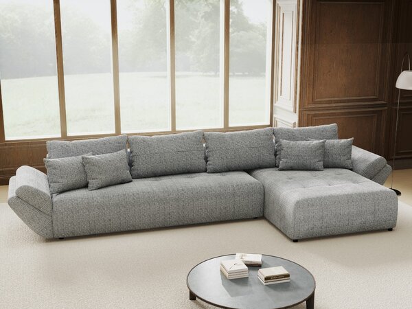 Colțar extensibil dumonde cu ladă de depozitare Berlin XL Cremona Gri 85 II 350x185 cm