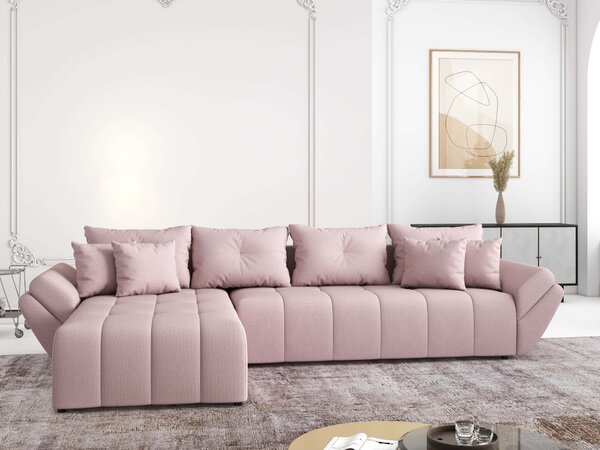 Colțar extensibil dumonde cu ladă de depozitare Berlin XL Enjoy Flamingo 350x185 cm