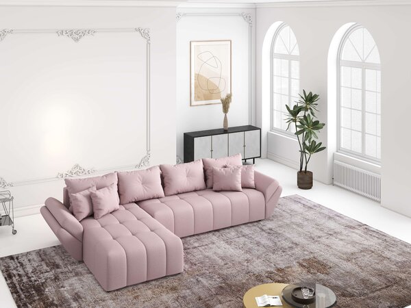 Colțar extensibil dumonde cu ladă de depozitare Berlin XL Enjoy Flamingo 350x185 cm
