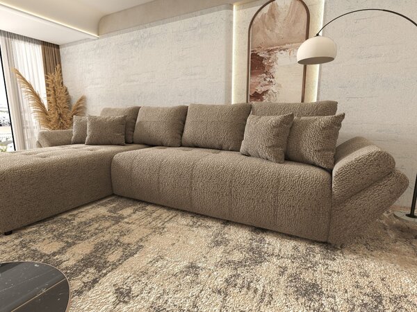 Colțar extensibil dumonde cu ladă de depozitare Berlin XL Jaguar Maro Cappuccino 350x185 cm