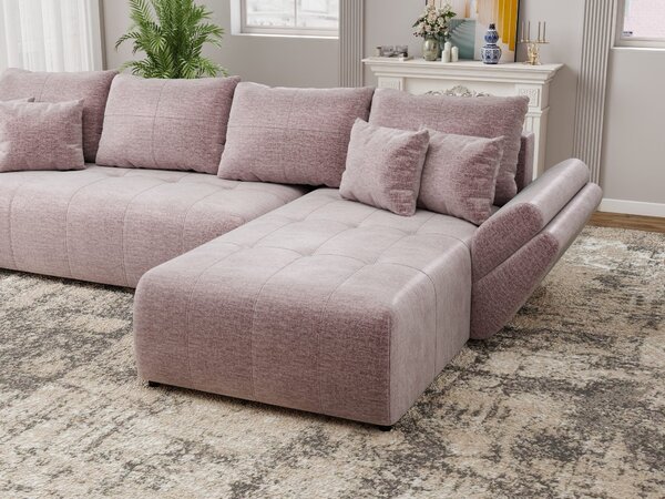 Colțar extensibil dumonde cu ladă de depozitare Berlin XL Monolith Roz Pudrat 62 II 350x185 cm