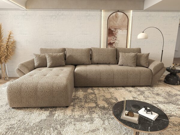 Colțar extensibil dumonde cu ladă de depozitare Berlin XL Jaguar Maro Cappuccino 350x185 cm
