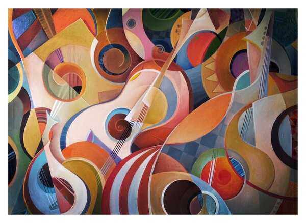 Tablou pe sticlă - Abstract muzical (70x50 cm)