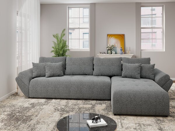 Colțar extensibil dumonde cu ladă de depozitare Berlin XL Monte Gri 90 II 350x185 cm