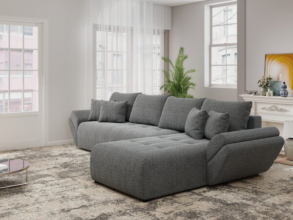 Colțar extensibil dumonde cu ladă de depozitare Berlin XL Monte Gri 90 II 350x185 cm