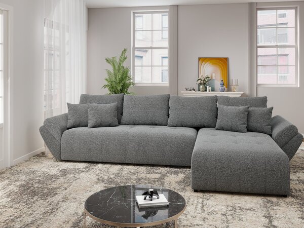Colțar extensibil dumonde cu ladă de depozitare Berlin XL Monte Gri 90 II 350x185 cm