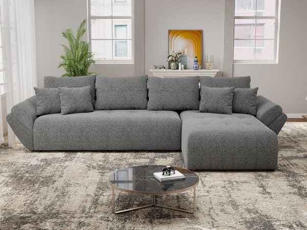 Colțar extensibil dumonde cu ladă de depozitare Berlin XL Monte Gri 90 II 350x185 cm