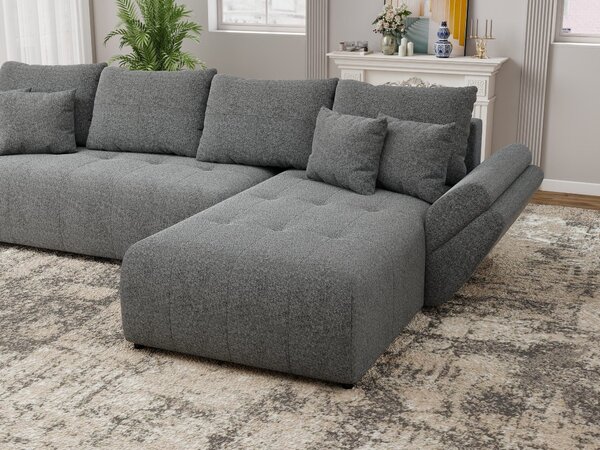 Colțar extensibil dumonde cu ladă de depozitare Berlin XL Monte Gri 90 II 350x185 cm