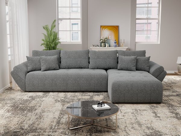 Colțar extensibil dumonde cu ladă de depozitare Berlin XL Monte Gri 90 II 350x185 cm