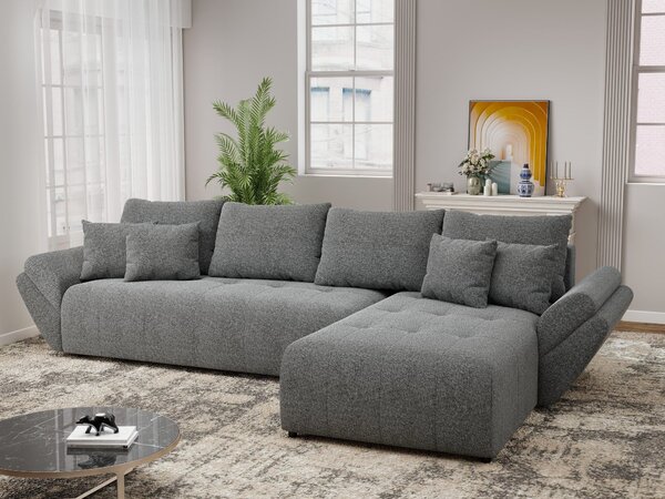 Colțar extensibil dumonde cu ladă de depozitare Berlin XL Monte Gri 90 II 350x185 cm