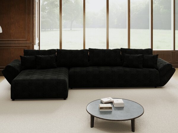 Colțar extensibil dumonde cu ladă de depozitare Berlin XL Quelle Negru 350x185 cm