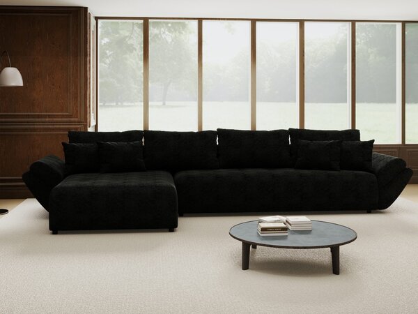 Colțar extensibil dumonde cu ladă de depozitare Berlin XL Quelle Negru 350x185 cm