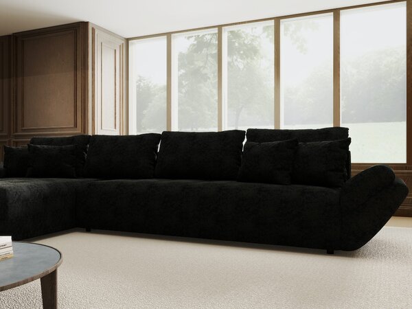 Colțar extensibil dumonde cu ladă de depozitare Berlin XL Quelle Negru 350x185 cm