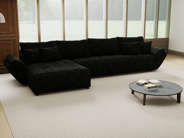 Colțar extensibil dumonde cu ladă de depozitare Berlin XL Quelle Negru 350x185 cm
