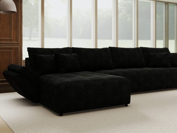 Colțar extensibil dumonde cu ladă de depozitare Berlin XL Quelle Negru 350x185 cm