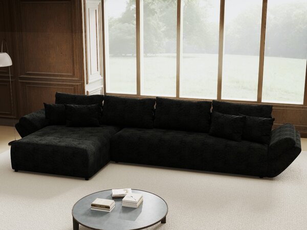 Colțar extensibil dumonde cu ladă de depozitare Berlin XL Quelle Negru 350x185 cm