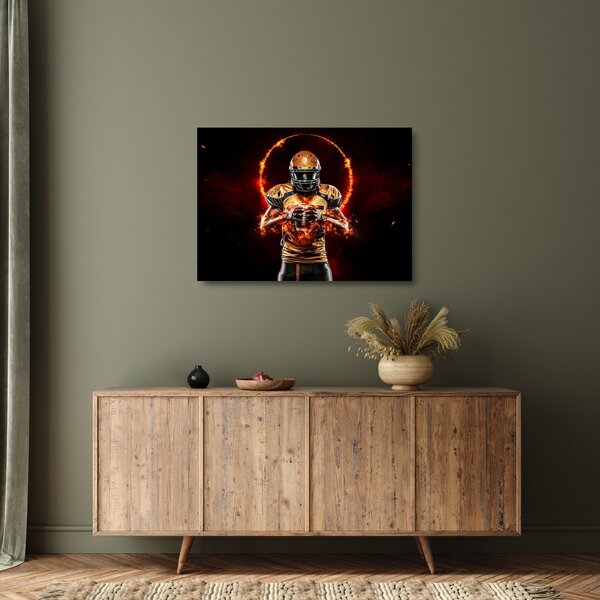Tablou pe sticlă - Jucător de fotbal american (70x50 cm)