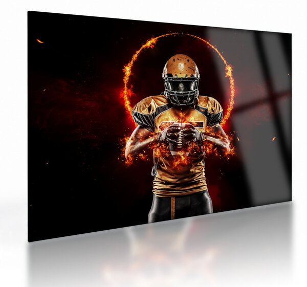 Tablou pe sticlă - Jucător de fotbal american (70x50 cm)