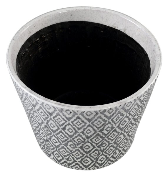 Ghiveci rotund din ceramica BEIRE, alb-negru Marime: L
