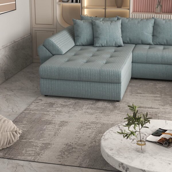 Colțar extensibil dumonde cu ladă de depozitare Loana U Mint Ambience 375x185 cm