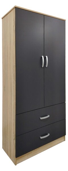 Dulap haine cu 2 usi si sertare Lego Antracit 80x42x180 cm