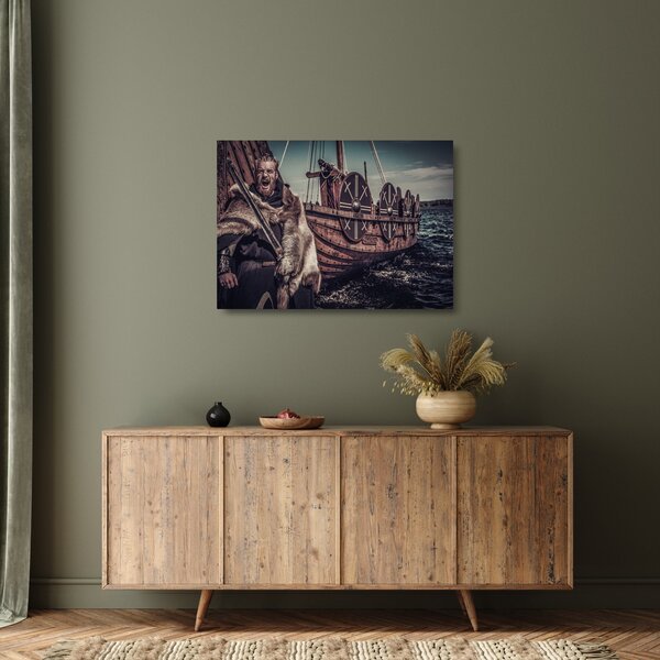 Tablou pe sticlă - Războinic viking (70x50 cm)