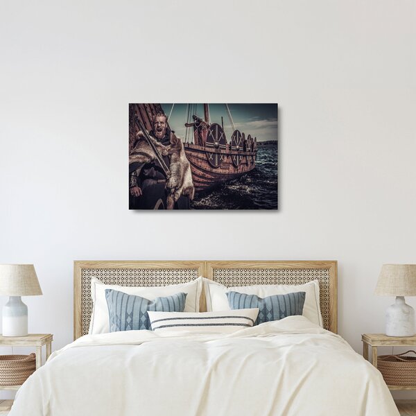 Tablou pe sticlă - Războinic viking (70x50 cm)