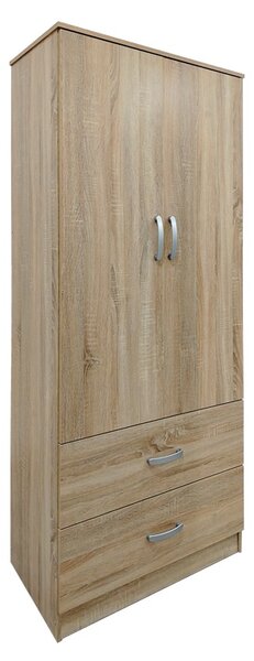 Dulap haine cu 2 usi si sertare Lego Natural 80x42x180 cm