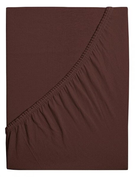 Cearsaf jersey din bumbac mako LUXORA 90x200 cm maro inchis
