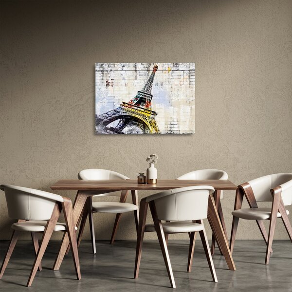 Tablou pe sticlă - Arta digitală a Turnului Eiffel (70x50 cm)