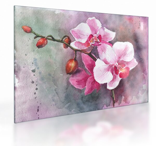 Tablou pe sticlă - Orhidee, acvariu (70x50 cm)