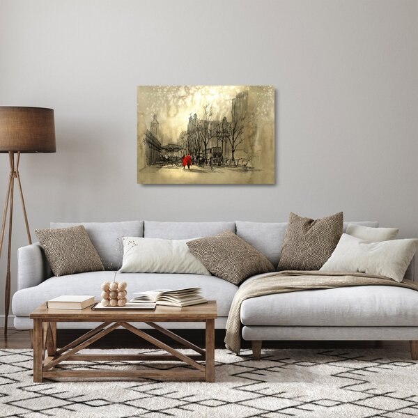 Tablou pe sticlă - Schiță a orașului (70x50 cm)