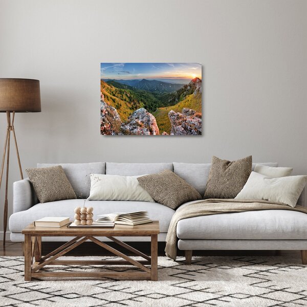 Tablou pe sticlă - Peisaj montan (70x50 cm)