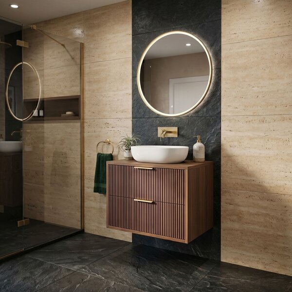 Dulap baie pentru lavoar Rea Mono 60cm Brown
