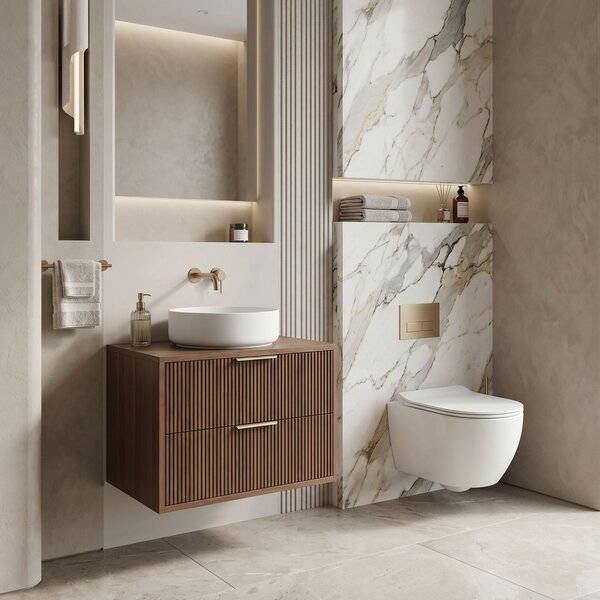 Dulap baie pentru lavoar Rea Mono 60cm Brown