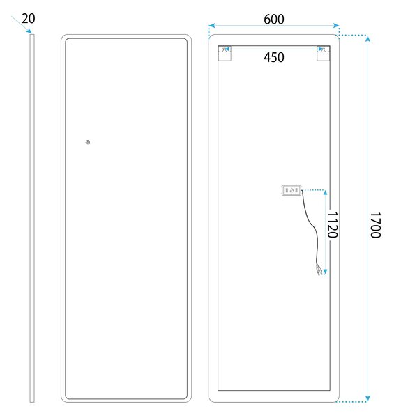 Oglindă LED Classico 60x170cm White