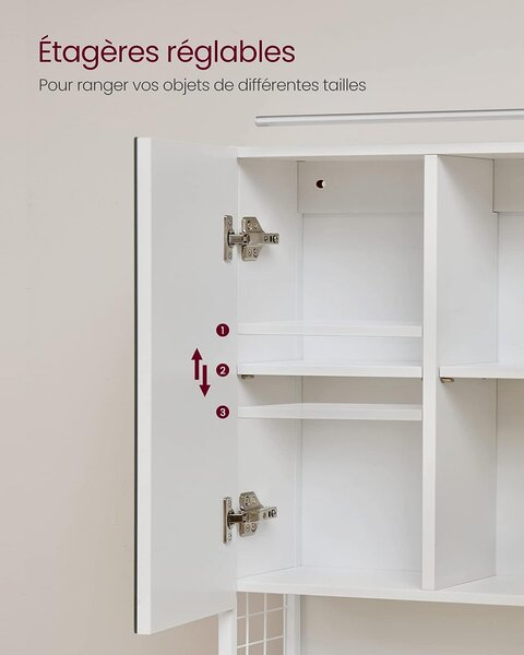 Dulap de depozitare pentru lavoar, Vasagle, Alb, 70x16x70 cm