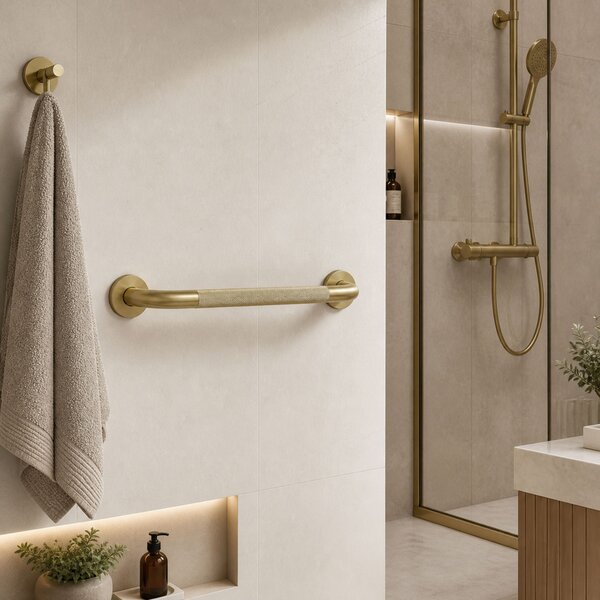 Bară de sprijin dreaptă pentru baie Brush Gold